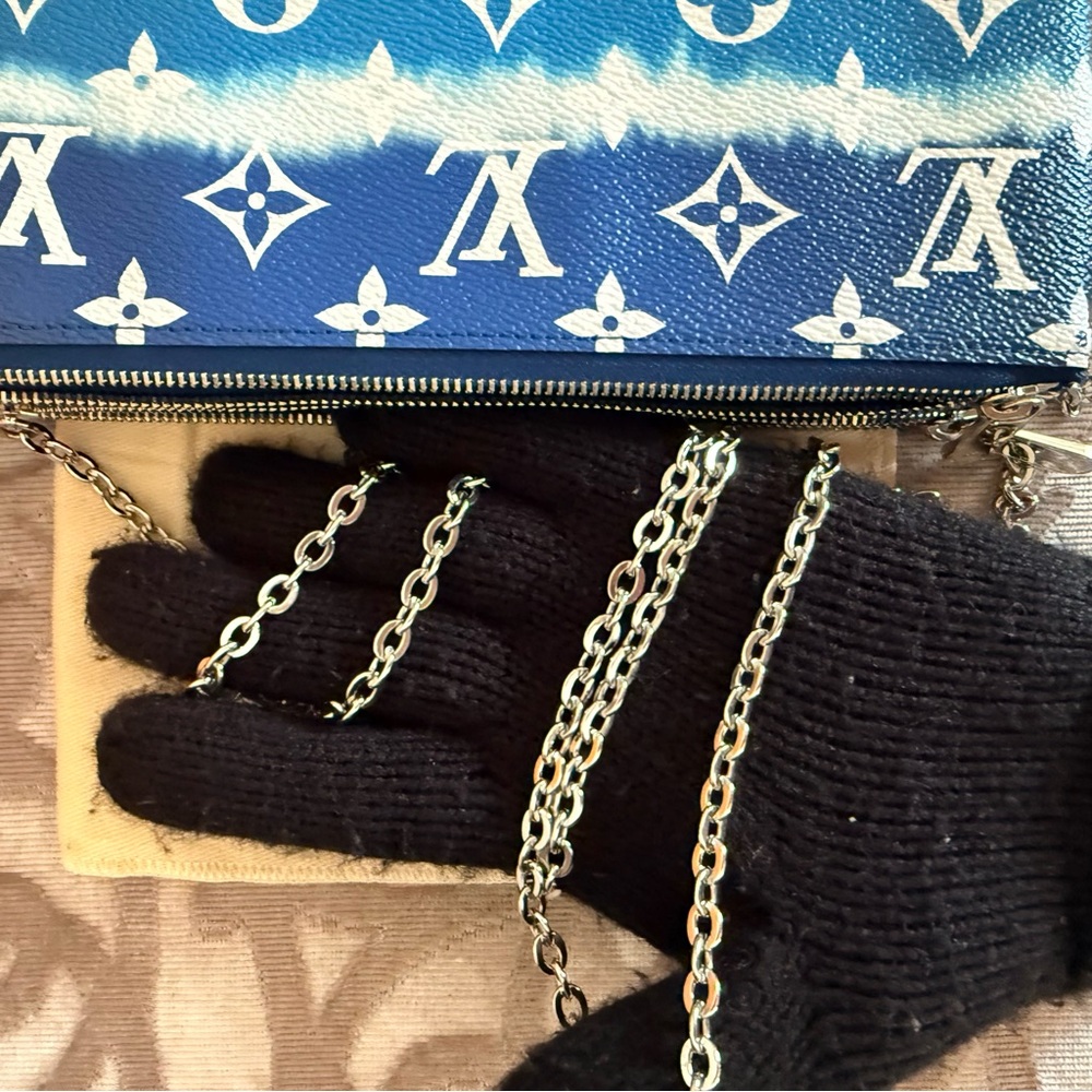 Louis Vuitton Escale Blue Tiedye Double Zip Pochette Crossbody Bag - Picture 7 of 16